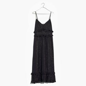 Madewell NWT Black Shimmer Ruffle Cali Dress 14